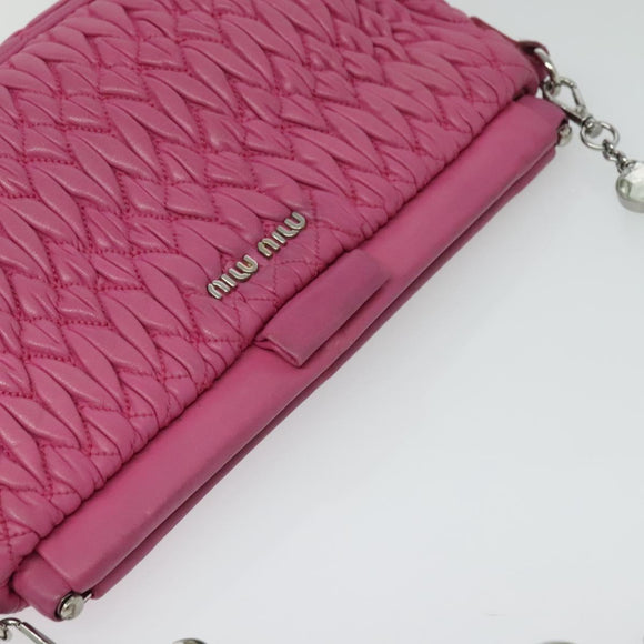 Miu Miu Matelasse Bijoux Hand Bag Leather 2way Pink Silver Auth 119162