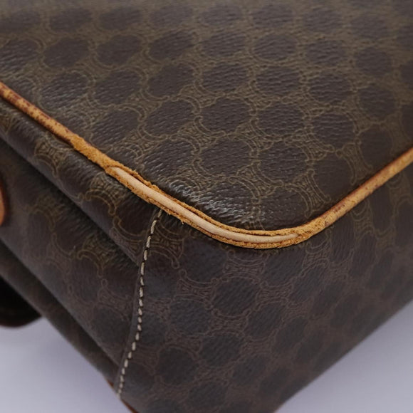 CELINE Macadam Canvas Shoulder Bag PVC Leather Brown Gold Auth 119165