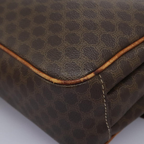 CELINE Macadam Canvas Shoulder Bag PVC Leather Brown Gold Auth 119165