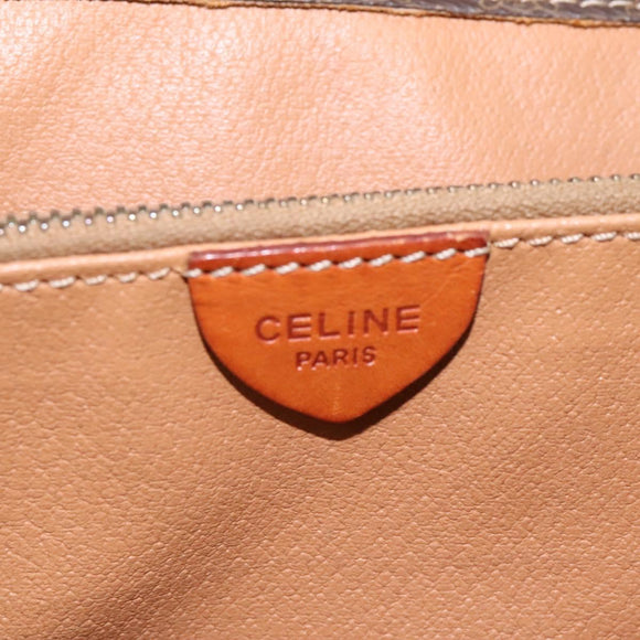 CELINE Macadam Canvas Shoulder Bag PVC Leather Brown Gold Auth 119165