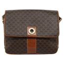 CELINE Macadam Canvas Shoulder Bag PVC Leather Brown Gold Auth 119165-13