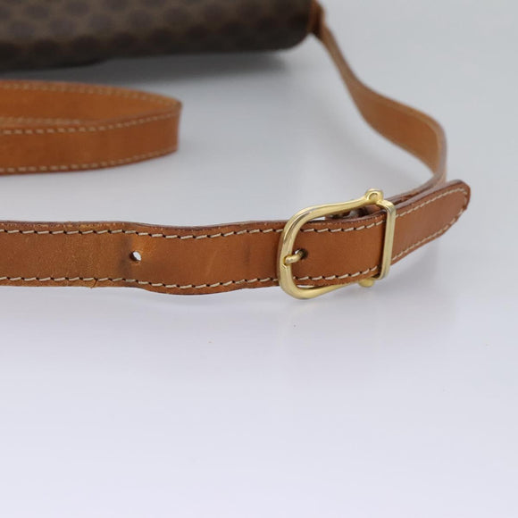 CELINE Macadam Canvas Shoulder Bag PVC Leather Brown Gold Auth 119165