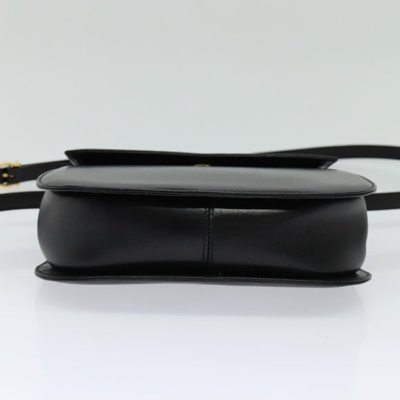 Salvatore Ferragamo Gancini Hand Bag Leather 2way Black Gold Auth 119166