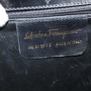 Salvatore Ferragamo Gancini Hand Bag Leather 2way Black Gold Auth 119166-12