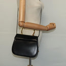 Salvatore Ferragamo Gancini Hand Bag Leather 2way Black Gold Auth 119166-21