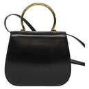 Salvatore Ferragamo Gancini Hand Bag Leather 2way Black Gold Auth 119166-2