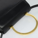 Salvatore Ferragamo Gancini Hand Bag Leather 2way Black Gold Auth 119166-6