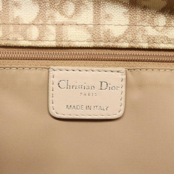 Christian Dior Romantic Chain Trotter Canvas Shoulder Bag PVC Beige Auth 119181