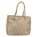 Christian Dior Romantic Chain Trotter Canvas Shoulder Bag PVC Beige Auth 119181-1