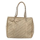 Christian Dior Romantic Chain Trotter Canvas Shoulder Bag PVC Beige Auth 119181-13