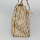 Christian Dior Romantic Chain Trotter Canvas Shoulder Bag PVC Beige Auth 119181-3