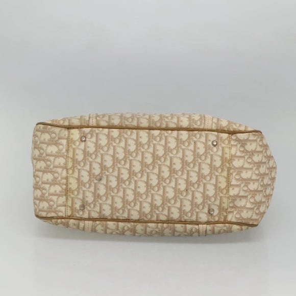 Christian Dior Romantic Chain Trotter Canvas Shoulder Bag PVC Beige Auth 119181