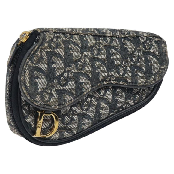 Christian Dior Trotter Canvas Pouch Navy Auth 119182