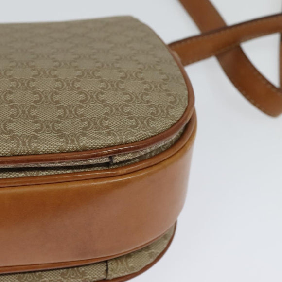 CELINE Macadam Canvas Shoulder Bag PVC Beige Gold Auth 119185