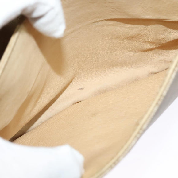 CELINE Macadam Canvas Shoulder Bag PVC Beige Gold Auth 119185