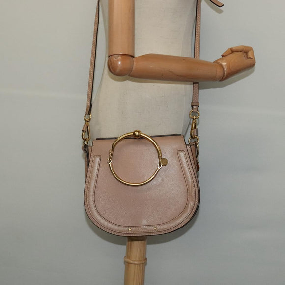 Chloe Nile Hand Bag Leather 2way Pink Gold Auth 119191