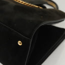 Salvatore Ferragamo Gancini Hand Bag Suede Gold Black Auth 119192-14
