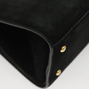 Salvatore Ferragamo Gancini Hand Bag Suede Gold Black Auth 119192-15