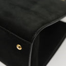 Salvatore Ferragamo Gancini Hand Bag Suede Gold Black Auth 119192-16