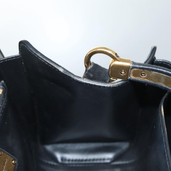 Salvatore Ferragamo Gancini Hand Bag Suede Gold Black Auth 119192