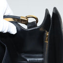 Salvatore Ferragamo Gancini Hand Bag Suede Gold Black Auth 119192-20