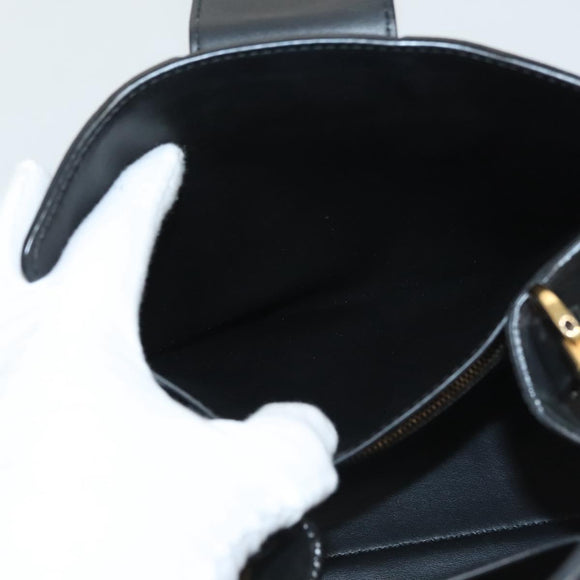 Salvatore Ferragamo Gancini Hand Bag Suede Gold Black Auth 119192