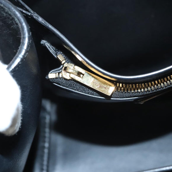 Salvatore Ferragamo Gancini Hand Bag Suede Gold Black Auth 119192