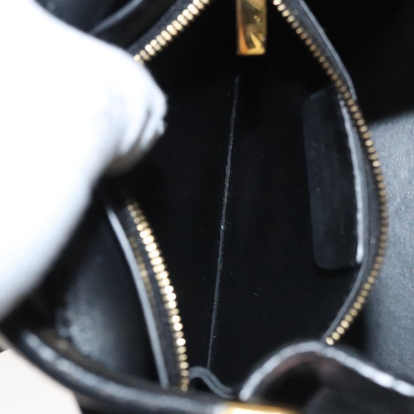 Salvatore Ferragamo Gancini Hand Bag Suede Gold Black Auth 119192