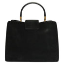 Salvatore Ferragamo Gancini Hand Bag Suede Gold Black Auth 119192-2