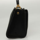 Salvatore Ferragamo Gancini Hand Bag Suede Gold Black Auth 119192-4
