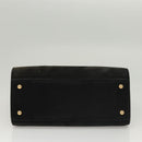 Salvatore Ferragamo Gancini Hand Bag Suede Gold Black Auth 119192-5