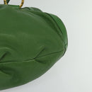 BVLGARI Chandra Hand Bag Leather Gold Green Auth 119194-14