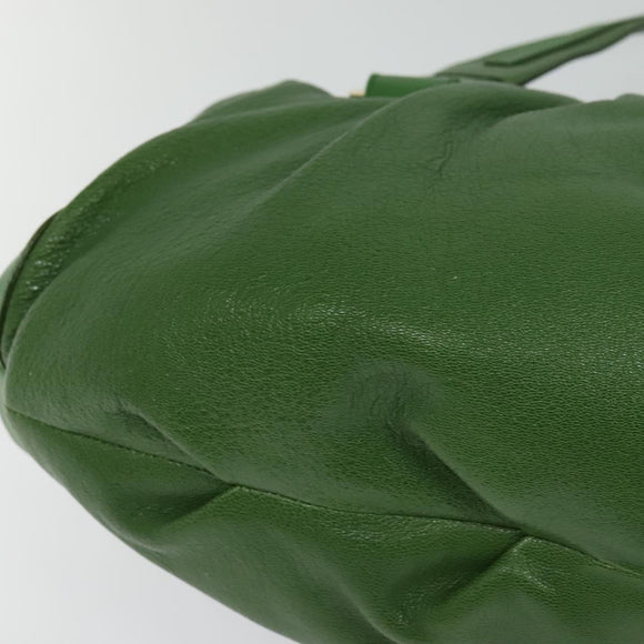BVLGARI Chandra Hand Bag Leather Gold Green Auth 119194