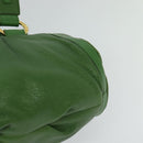 BVLGARI Chandra Hand Bag Leather Gold Green Auth 119194-16