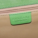 BVLGARI Chandra Hand Bag Leather Gold Green Auth 119194-15