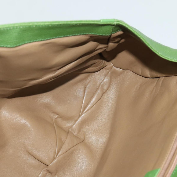 BVLGARI Chandra Hand Bag Leather Gold Green Auth 119194