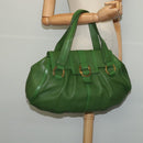 BVLGARI Chandra Hand Bag Leather Gold Green Auth 119194-21