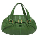 BVLGARI Chandra Hand Bag Leather Gold Green Auth 119194-13