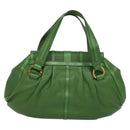 BVLGARI Chandra Hand Bag Leather Gold Green Auth 119194-2