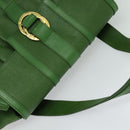 BVLGARI Chandra Hand Bag Leather Gold Green Auth 119194-6