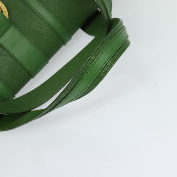 BVLGARI Chandra Hand Bag Leather Gold Green Auth 119194