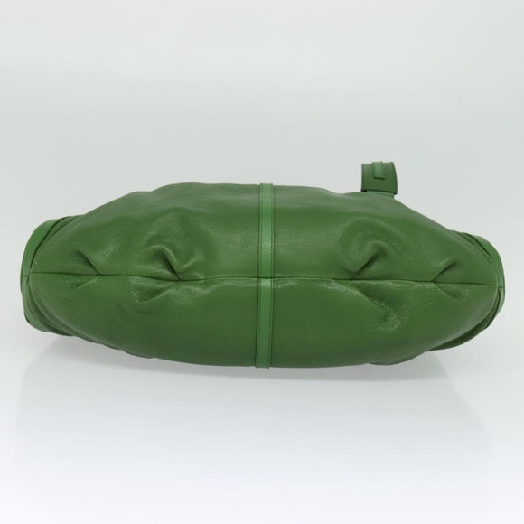 BVLGARI Chandra Hand Bag Leather Gold Green Auth 119194