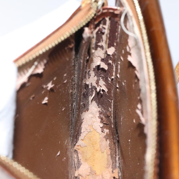 LOUIS VUITTON Monogram Vernis Motto Accessory Pouch Bronze M91138 LV Auth 119204