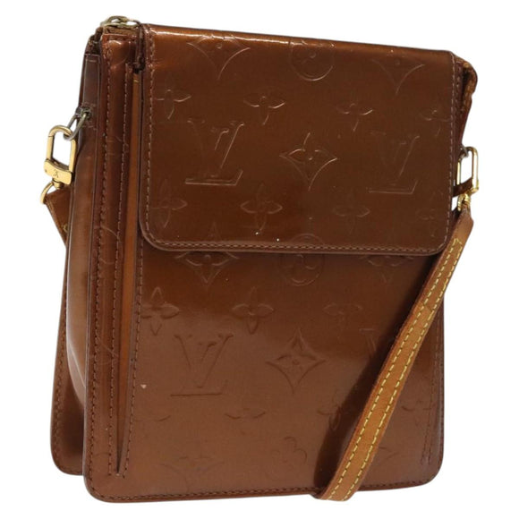LOUIS VUITTON Monogram Vernis Motto Accessory Pouch Bronze M91138 LV Auth 119204