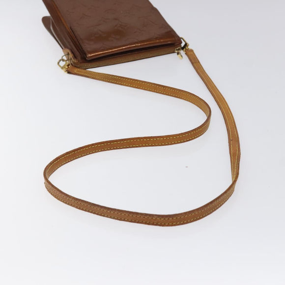 LOUIS VUITTON Monogram Vernis Motto Accessory Pouch Bronze M91138 LV Auth 119204