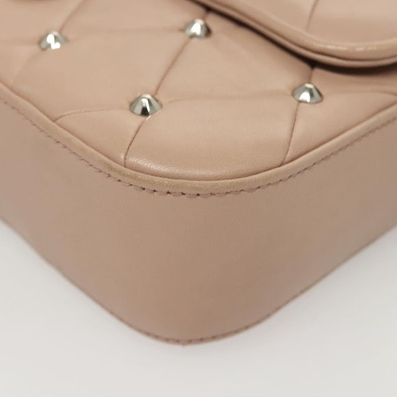 Miu Miu Chain Shoulder Bag Leather Pink Silver Auth 119207