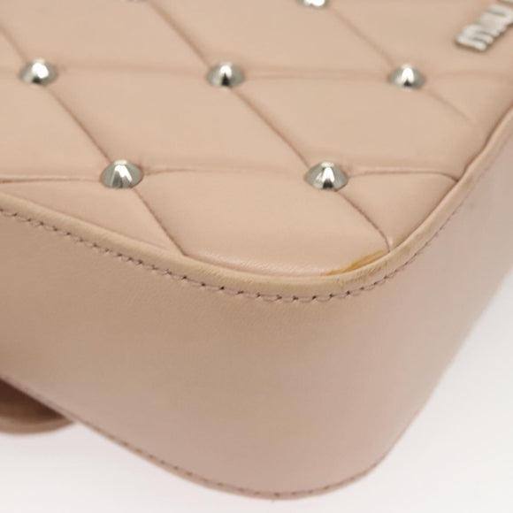 Miu Miu Chain Shoulder Bag Leather Pink Silver Auth 119207