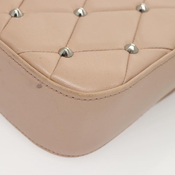 Miu Miu Chain Shoulder Bag Leather Pink Silver Auth 119207