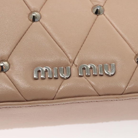 Miu Miu Chain Shoulder Bag Leather Pink Silver Auth 119207