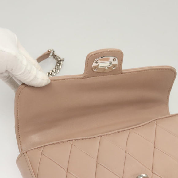 Miu Miu Chain Shoulder Bag Leather Pink Silver Auth 119207